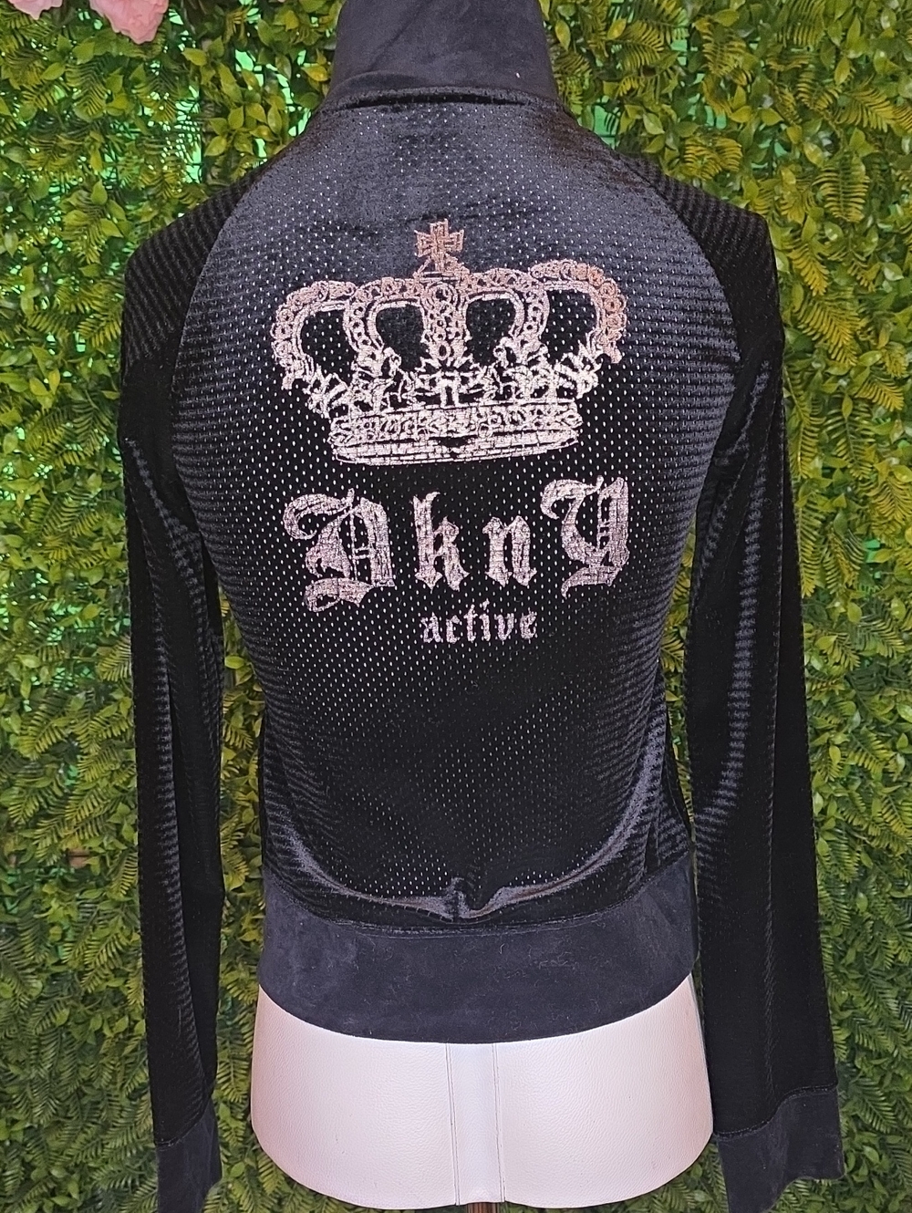 DKNY Y2K, Black Velour Crown Jacket